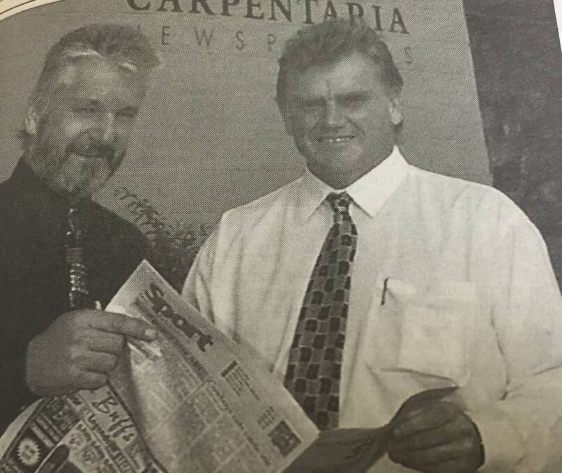 Peter Baldwin (right) was a fresh faced advertising manager arrival to the North West Star in 1998, seen here with GM Jim Nichols.