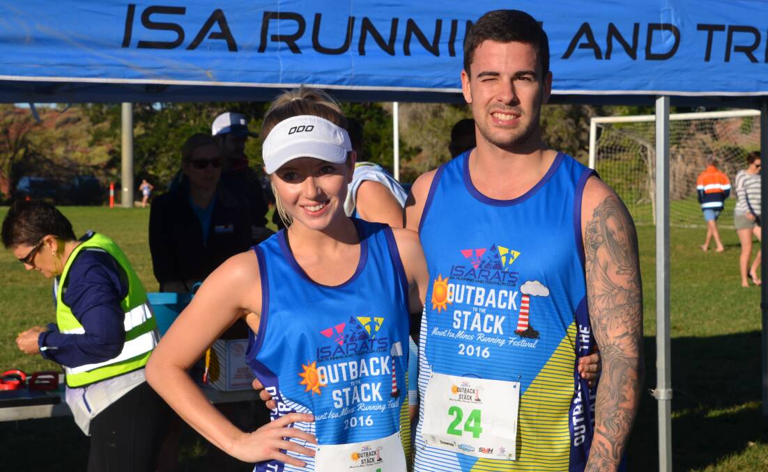 Mount Isa wife and husband team Alison and Greg Mitchell won the women's and men's 10kms events in the Outback to the Stack last week.