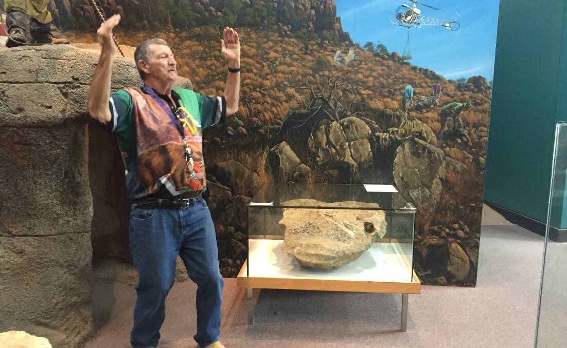 THE ROCK: Alan Rackham displays his passion for fossils at the Riversleigh Fossil Museum. Photo: Derek Barry