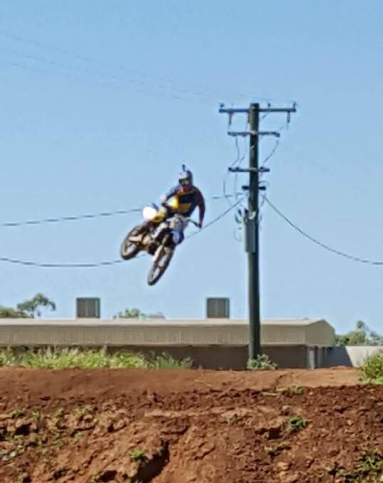 Flying High: Jaiden Etherington gets elevation on his dirt bike. Photo: contributed.
