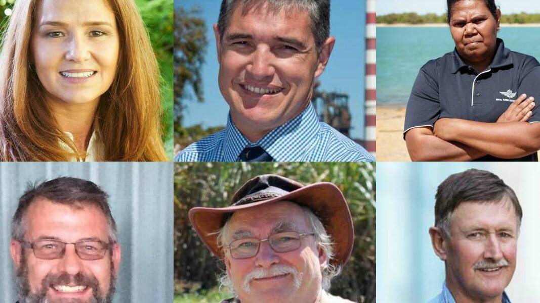 Six candidates are standing for Traeger. Top L-R Danielle Slade, Robbie Katter, Sarah Isaacs Bottom L-R Craig Scriven, Peter Relph, Ron Bird.