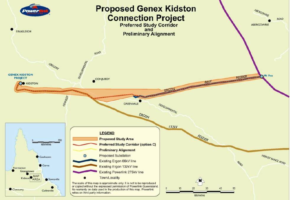 The Proposed Genex Kidston connection project near Georgetown.