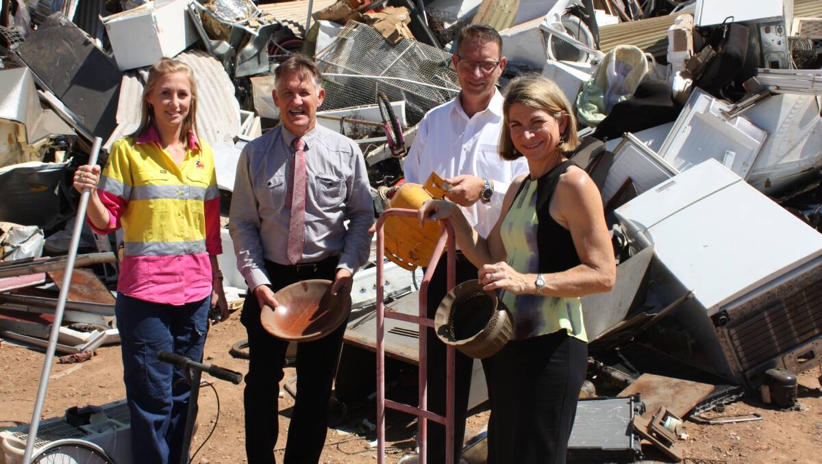 Environmental Compliance and Administration Officer Caitlin Pfrunder, Deputy Mayor Phil Barwick, Mayor Joyce McCulloch and CEO Michael Kitzelmann at the site.
