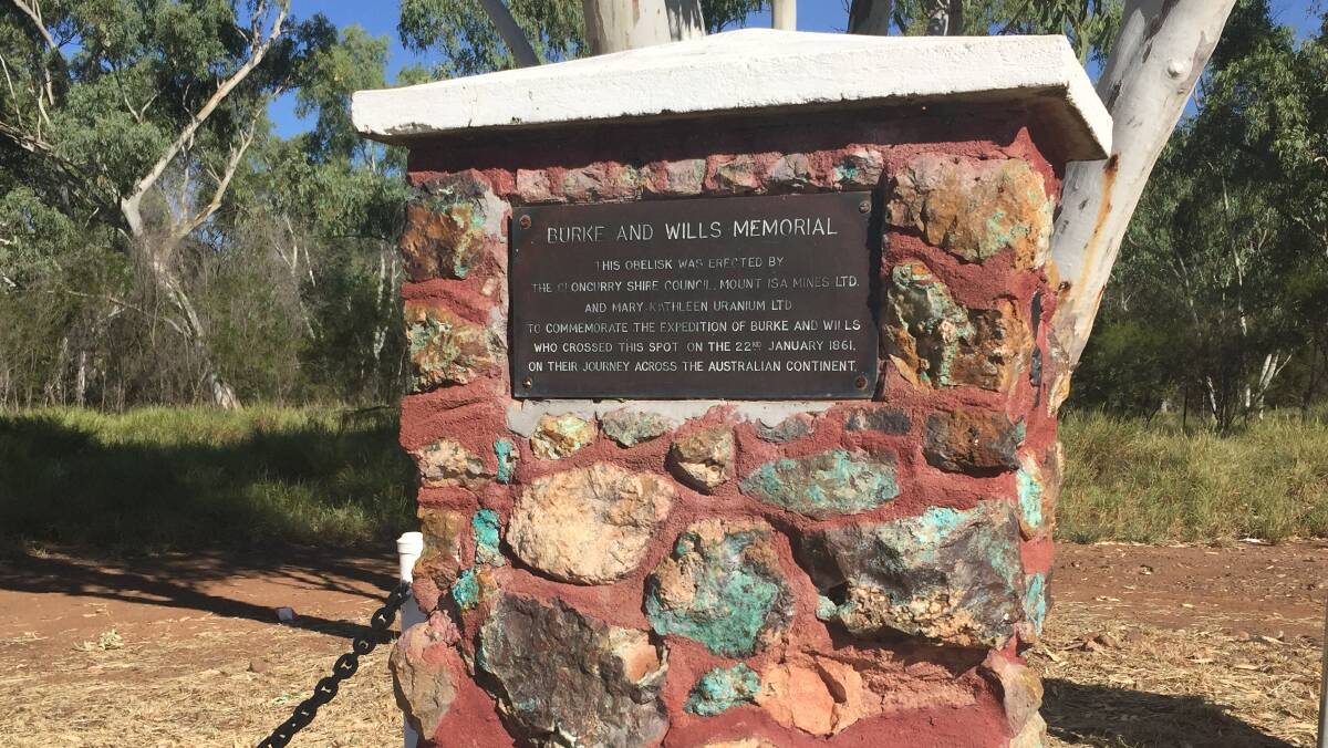 The Burke and Will Memorial on the Corella River between Cloncurry and Mount Isa.