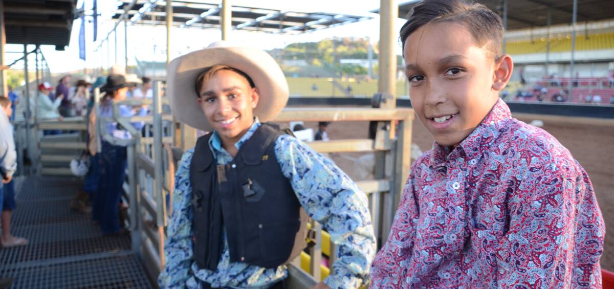 COUNTRY COWBOYS: Townsville brothers Kailu and Liam George came to Mount Isa to take part in the Wookatook Legends Rodeo on Saturday. Photo: Derek Barry
