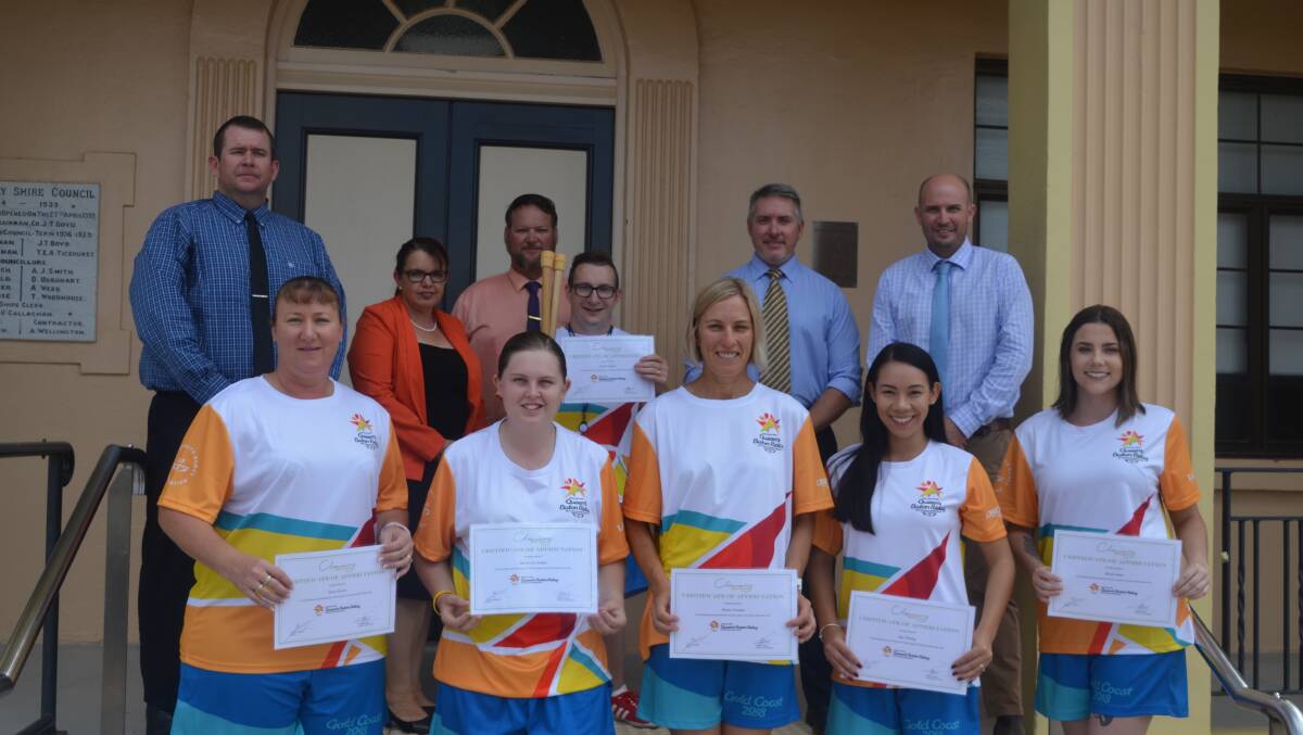 Cloncurry Shire councillors present baton relayers Tristin Condon, Amy Tinning, Tanya Brown, Haylee Scanlan, Bessie Smits and Darcie-Lee Ashton with certificates of appreciation