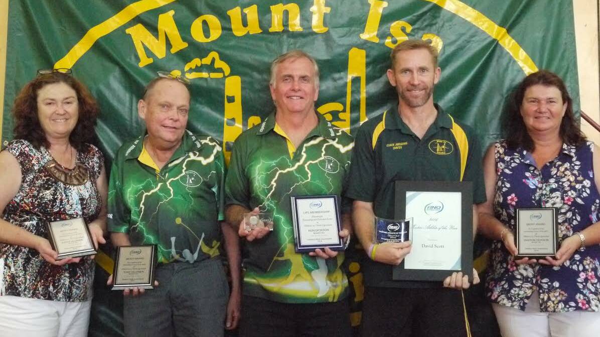 Members of Mount Isa athletics with their awards gained at the North Queensland AGM.