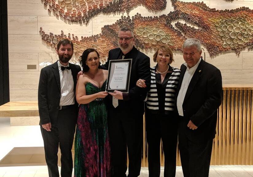 Peter Gogsch, Natalie Flecker, chair Darren Campi, Rowena McNally and Kim Kretschmann with the Rodeo's silver at the Australian Tourism Awards.