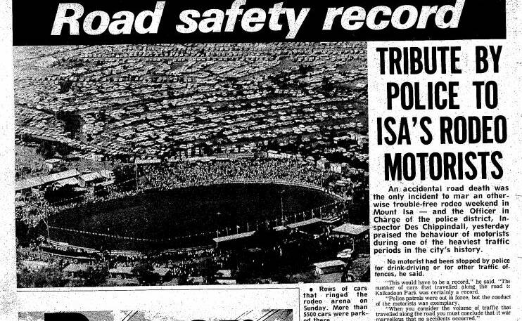This article from the North West Star in August 1973 shows the endless rows of cars parked at Kalkadoon Park for the Rodeo.