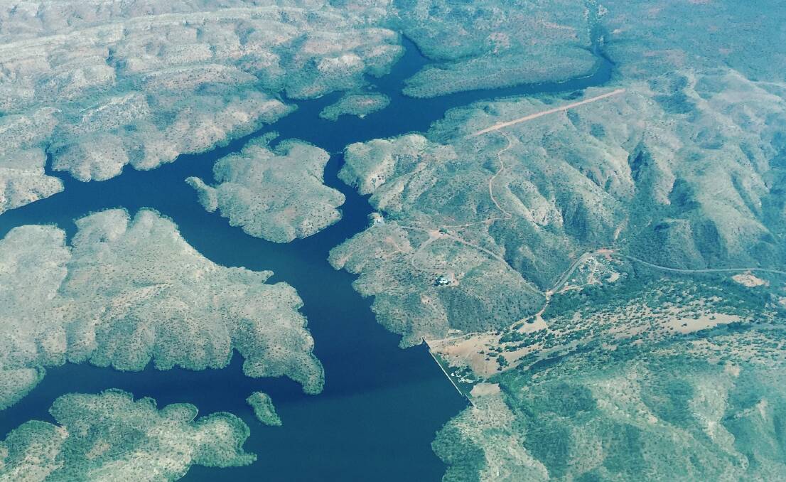 DAM GOOD: Lake Julius as seen from the air. Photo: Derek Barry