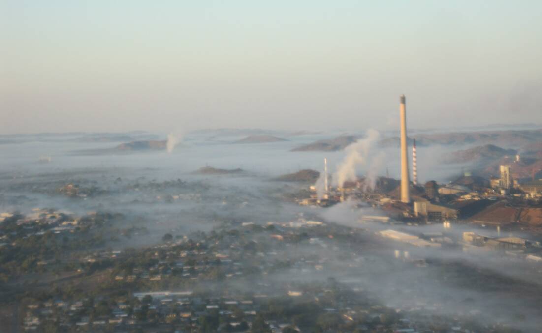 The RFDS took this photo from the air of the fog over Mount Isa last week.