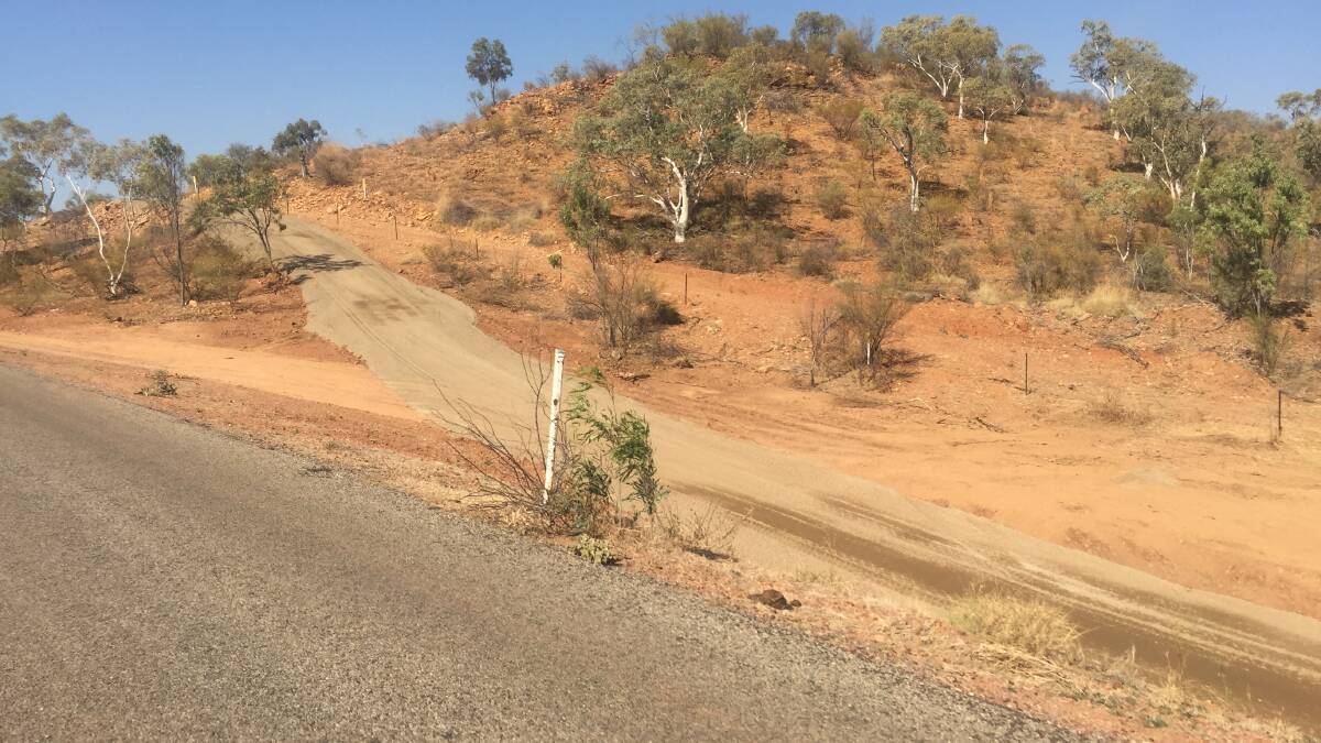 IN PROGRESS: Mount Isa City Council are constructing a cycle track from the city to the lake next to the Lake Moondarra Rd. Photo: Derek Barry
