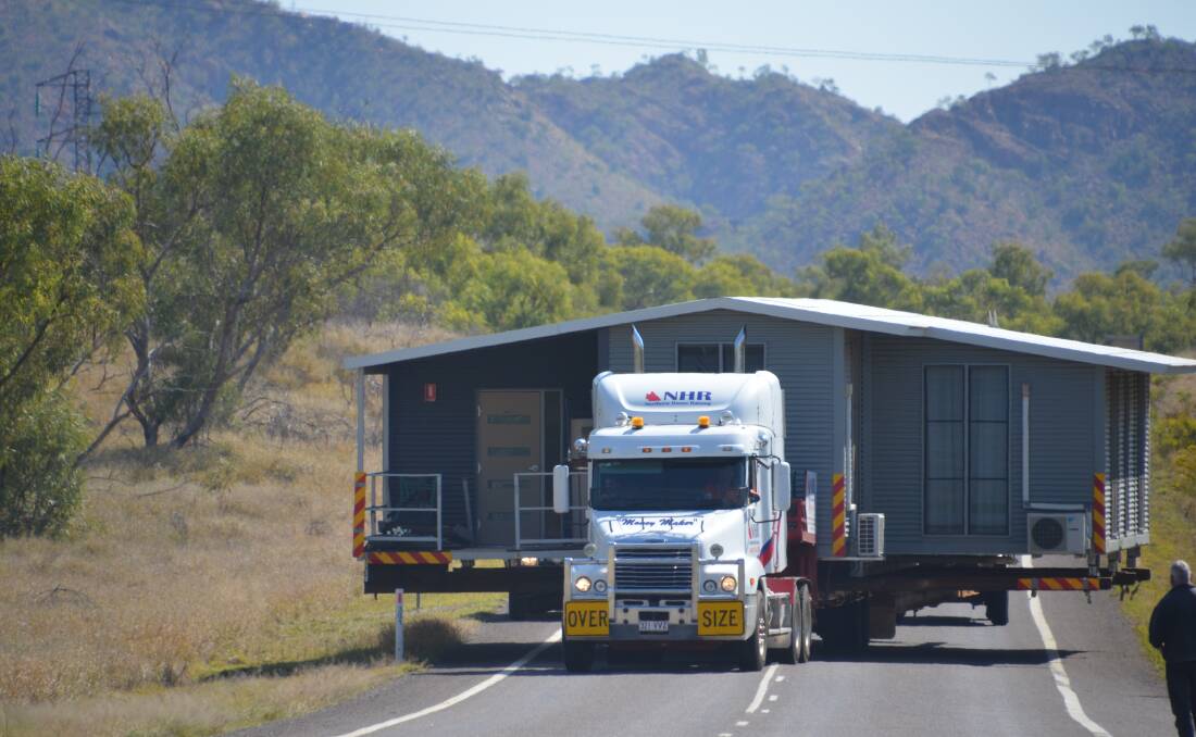 ROAD HOUSE: Traffic on the Barkly Hwy on Tuesday had to get off the road to make way for this massive house removal vehicle. Photo: Derek Barry
