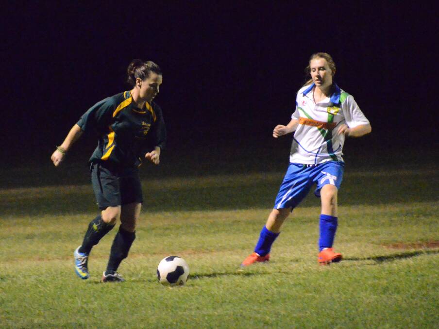 ON-Ball: Isaroos forward Laura Marsden in action last Friday night against Parkside. Isaroos upset Parkside 3-1 to advance to the A grade grand final.