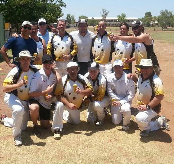 CHEERS: Blackstars enjoy a cold drink at Sunset Oval after beating Townview in the Mount Isa Twenty20 final. Picture: Supplied
