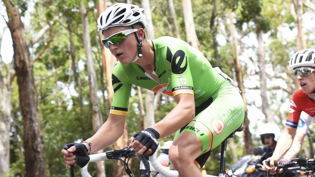 TOUGHING IT OUT: Ballarat boy Nicholas White finished the road race in 25th position, but claimed the King of the Mountain crown.
