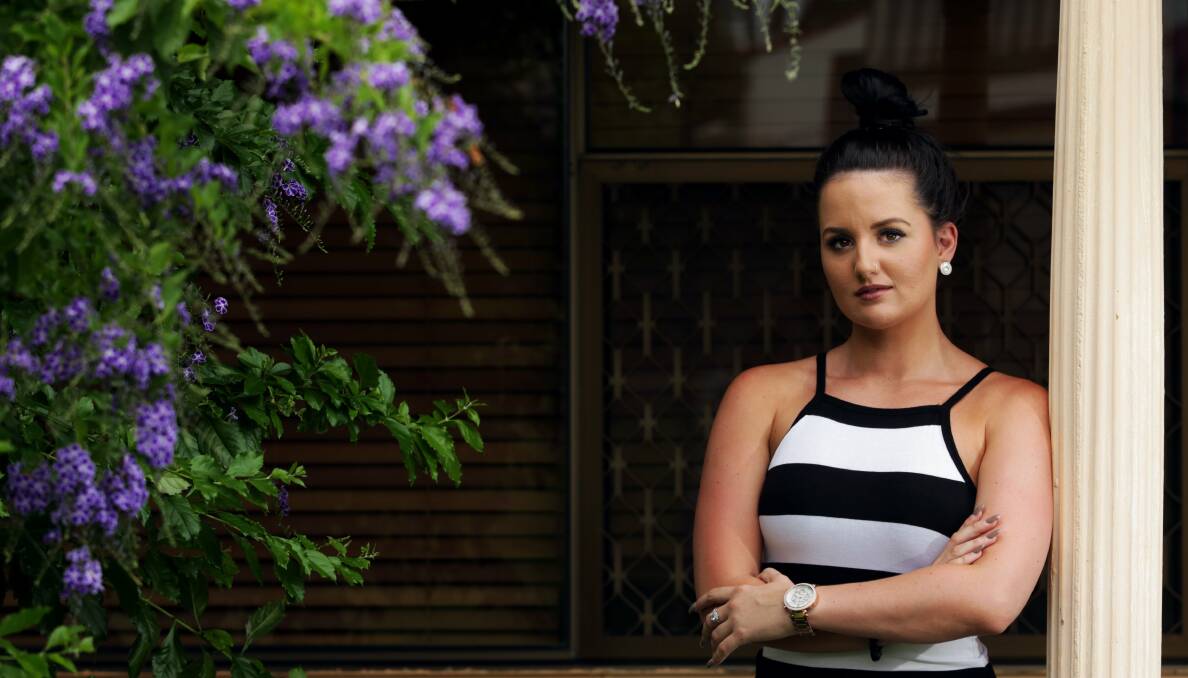 Vindicated: Tori-Lee Hillery after a Newcastle magistrate found her to be a witness of truth after her professional boxer former boyfriend assaulted her. Ms Hillery has been vilified on social media for reporting the assault to police. Picture: Simone de Peak. 