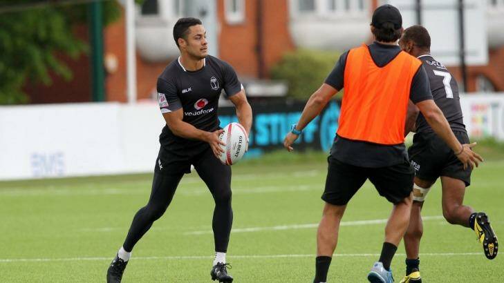 Jarryd Hayne training with the Fijian sevens teams in London.  Photo: World Rugby