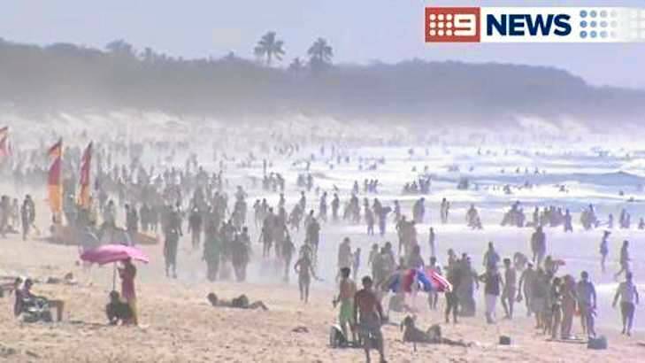 Gold Coast beaches were packed for Easter Sunday. Photo: Twitter