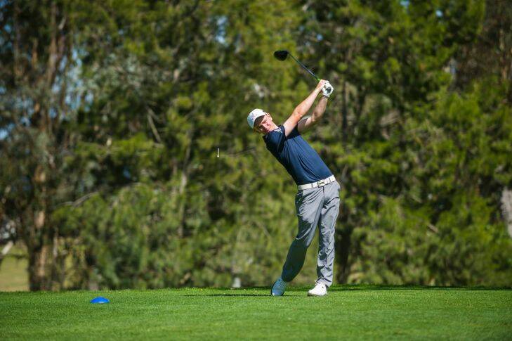 Federal Amateur Open Golf Tournament.  New Zealander Kerry Mountcastle driving the ball. Photo: Dion Georgopoulos