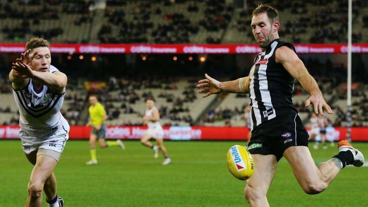 Tall tale: Travis Cloke on Friday night. Photo: AFL Media/Getty Images