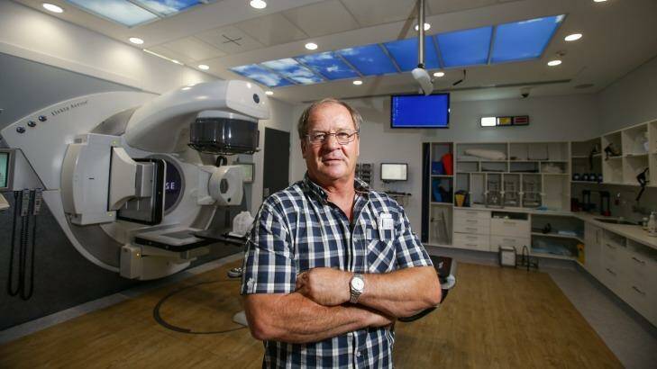 Tommy Raudnoukis inside the state of the art Coogee radiation bunker at Prince of Wales hospital Photo: Dallas Kilponen