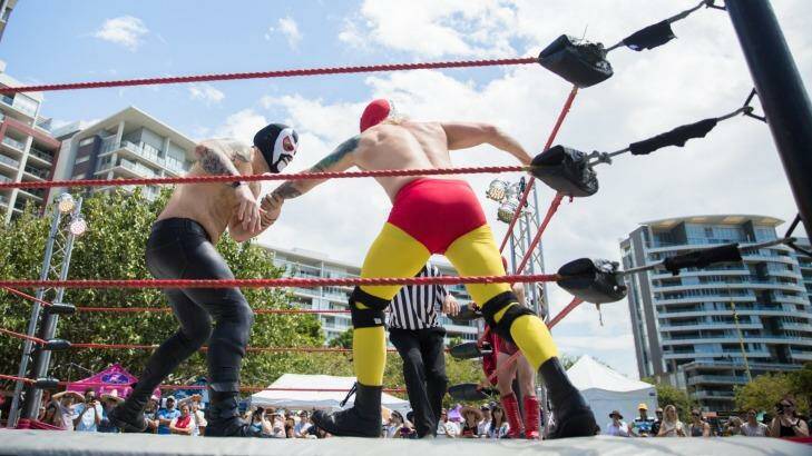 Professional Mexican wrestlers on show. Photo: Tammy Law
