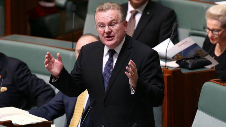 Bruce Billson during a question time at Parliament House in Canberra on Wednesday 16 March 2016. Photo: Andrew Meares