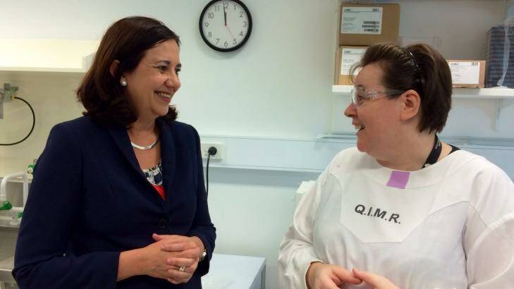 Opposition Leader Annastacia Palaszczuk on the campaign trail at the Royal Children's Hospital on Wednesday. Photo: Renee Melides