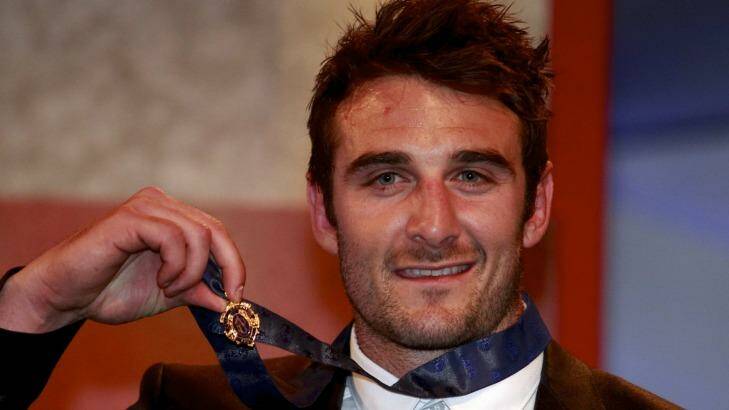 Jobe Watson with the 2012 Brownlow Medal. Photo: Paul Rovere
