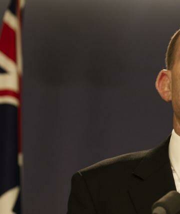 Prime Minister Tony Abbott gives a press conference at the Commonwealth Parliamentary Offices, Sydney. Photo: Louie Douvis