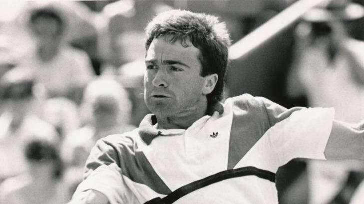 Wally Masur in action against Boris Becker at the 1987 Australian Open at Kooyong in Melbourne.
