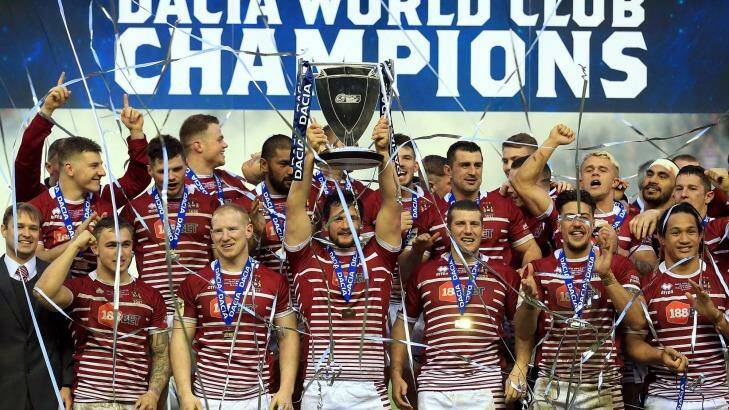 World champions: Wigan celebrate the famous victory. Photo: Jan Kruger