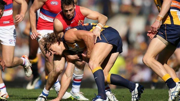 The Dogs need to corral Matt Priddis but don't necessarily want to get too tight on him. Photo: Paul Kane