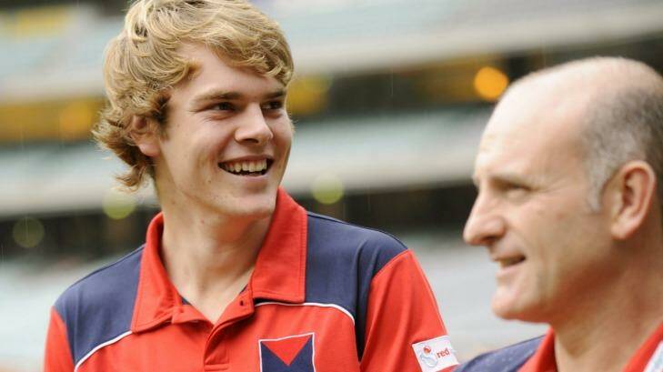 Proud moment: Jack Watts with the late Dean Bailey when his Queen's Birthday debut was announced. Photo: Pat Scala