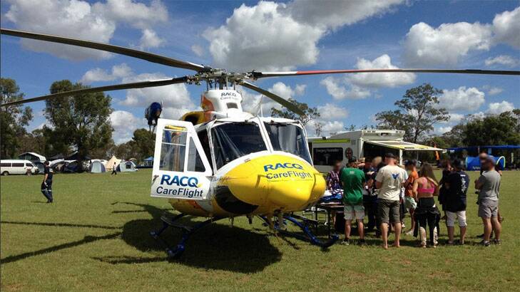 The injured skydiver was flown to the Princess Alexandra Hospital. Photo: Supplied.