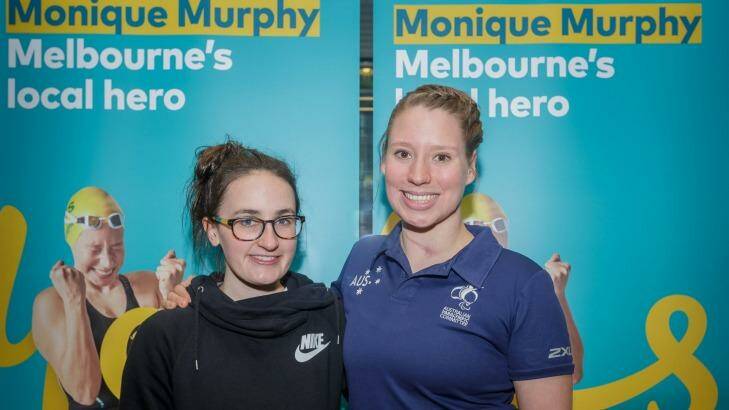 Paralympic swimmer Monique Murphy (right) with teammate Ashleigh McConnell Photo: Daniel Pockett