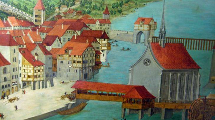 Depiction of old Zurich in the state archives at 4 Spiegelgasse. Photo: Brian Johnston