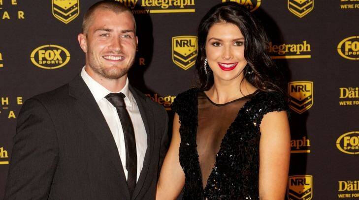 In happier times: Kieren Foran and Rebecca Pope at the Dally M Awards in 2013. Photo: Wolter Peeters