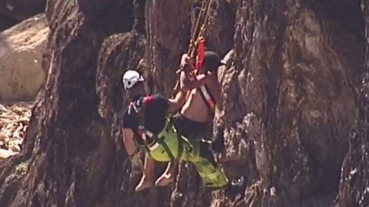 A man has been rescued after he was stuck in a crevice at Point Lookout. Photo: 7 News Queensland/Twitter