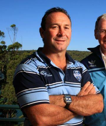Legend of the game: Terry Fearnley, pictured with Ricky Stuart in 2012. Photo: James Alcock