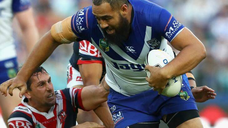 Wrecking ball: Sam Kasiano ploughs up the middle.. Photo: Getty Images 