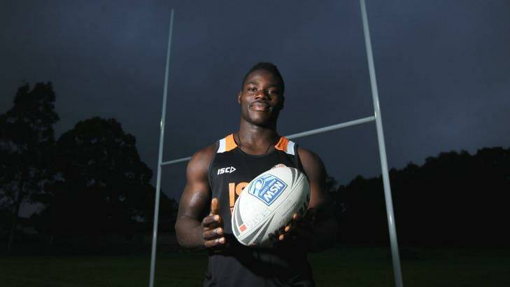 Dodging a bullet: Wests Tigers rookie Obed Karwhin escaped war-torn Ivory Coast to make a new life in Sydney. Photo: Simon Bennett 
