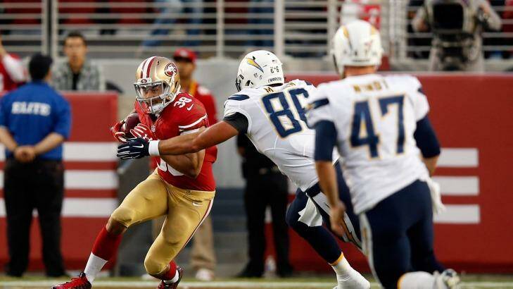 'Turning defenders into pancakes': Jarryd Hayne has made impressive gains against the San Diego Chargers on Friday. Photo: Ezra Shaw