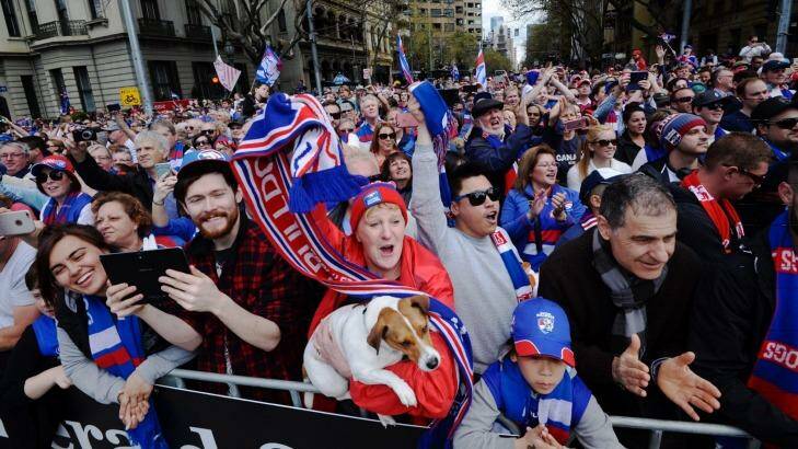 It was a sea of red, white and blue and the Grand Final Parade. Photo: Justin McManus