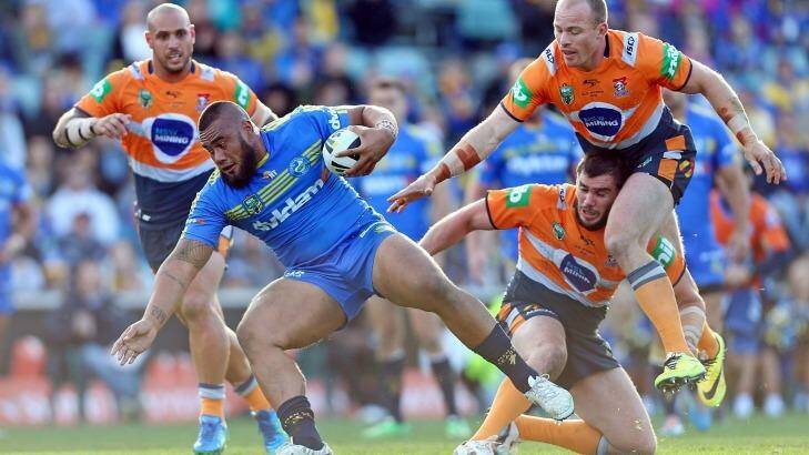 The Canberra Raiders are interested in Eels forward Junior Paulo, but he's likely to stay at Parramatta in 2016.  Photo: Renee McKay