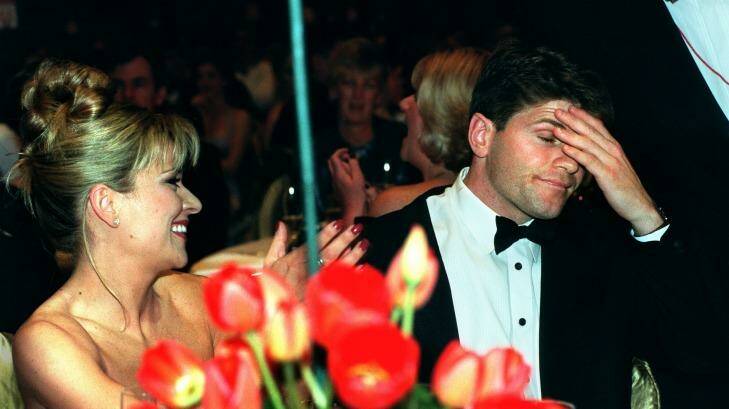 Awkward moment: Robert Harvey gave a humble acceptance speech at the 1997 Brownlow count. Photo: Angela Wylie