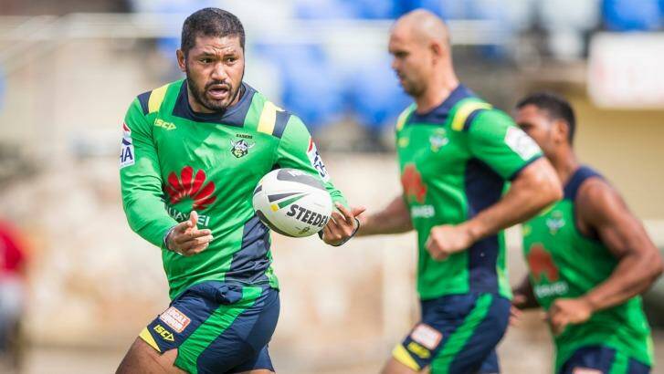 Canberra Raiders recruit Frank-Paul Nu'uausala says he's happy to be making an impact at the club. Photo: Matt Bedford
