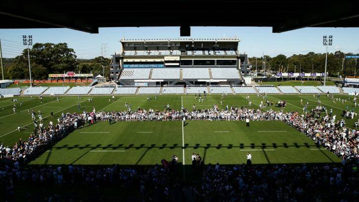 Supporters flocked to meet the Cronulla Sharks during their fan day at Southern Cross Group Stadium. Photo: Matt King