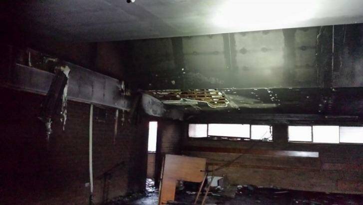 The damage caused by a suspected arson attack at the Toowoomba mosque. Photo: Ali Kadri/Twitter